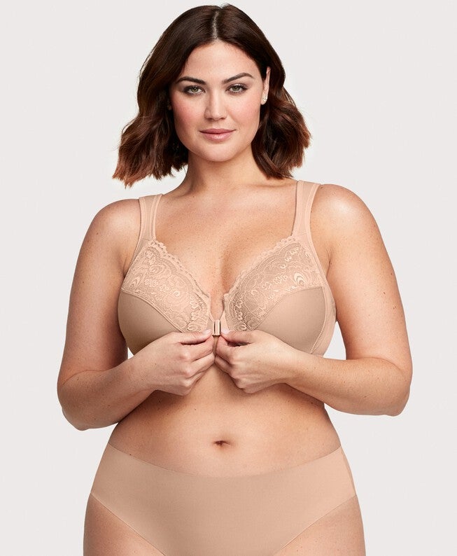WonderWire Front-Closure Bra, Cafe / Tan, alternate image number 2