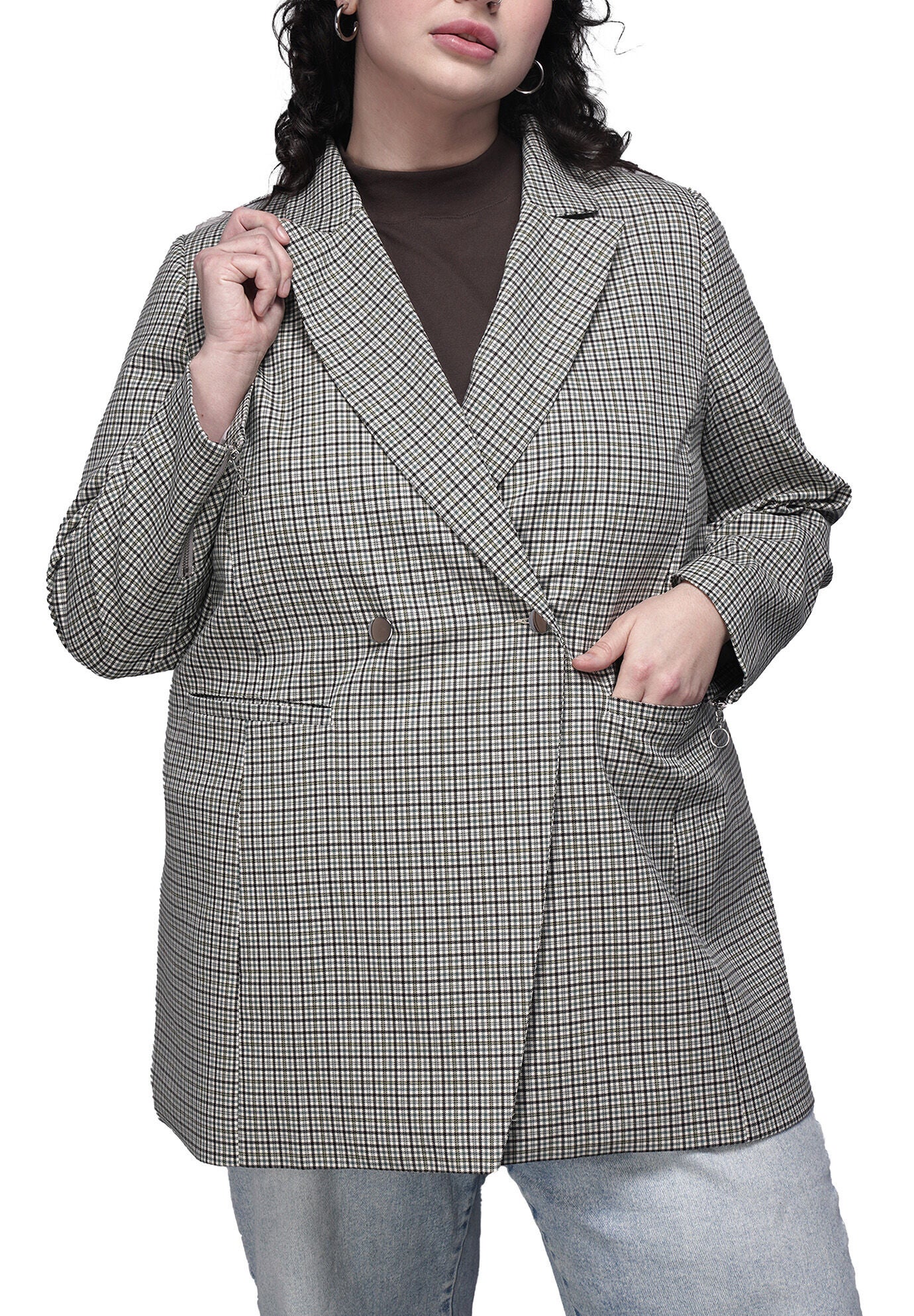 The Empower Zipper Double Breasted Blazer, DARK TEAL / Teal, hi-res image number 0