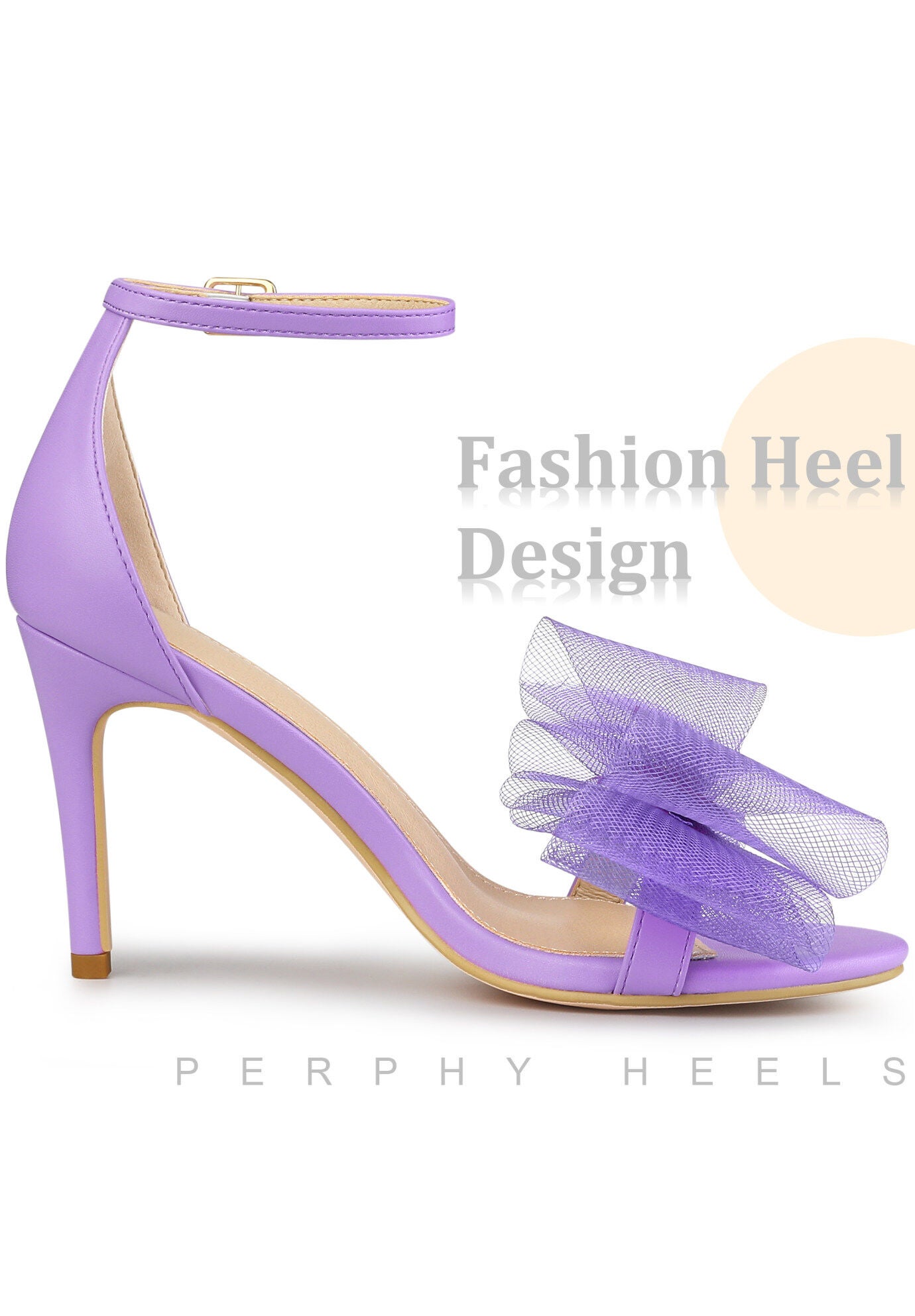 Open Toe Bow Tie Stiletto Heel Sandals, Purple / Purple, alternate image number 3