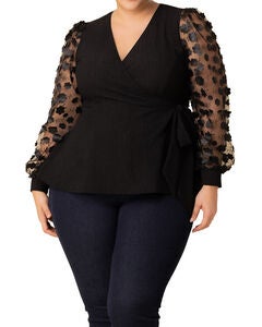 Scattered Petals Long Sleeve Wrap Top
