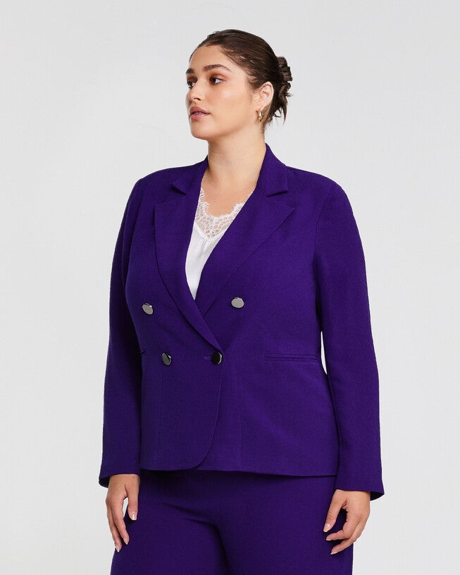 Clever Double Breasted Black Blazer, , alternate image number null
