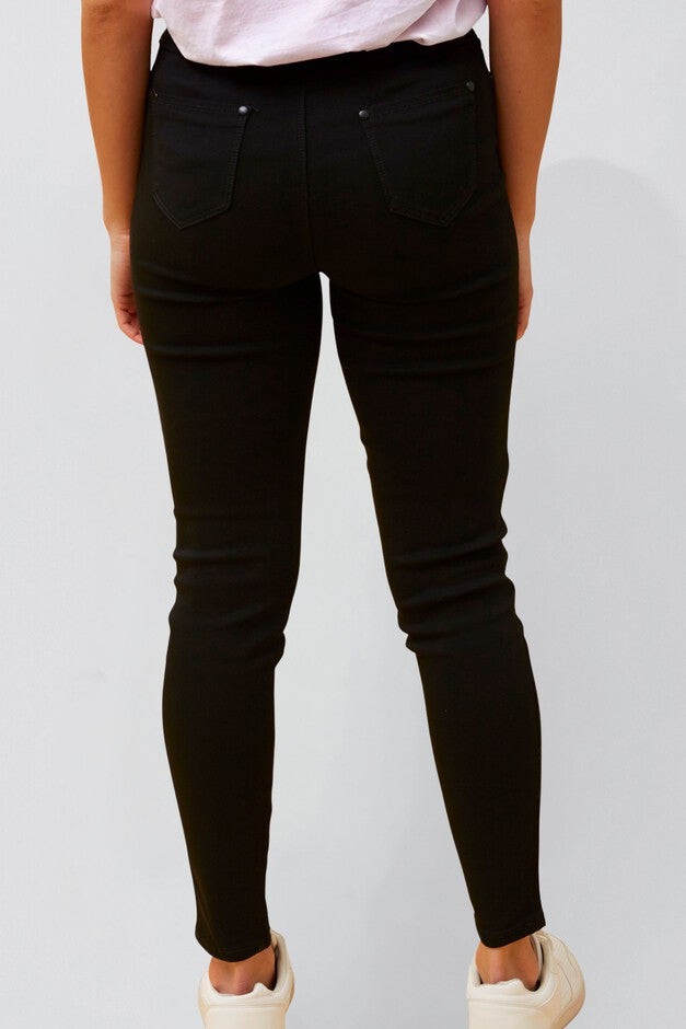 Sandra Black Stretch Skinny Pants Pull-On Jegging Style, BLACK / Black, alternate image number 3