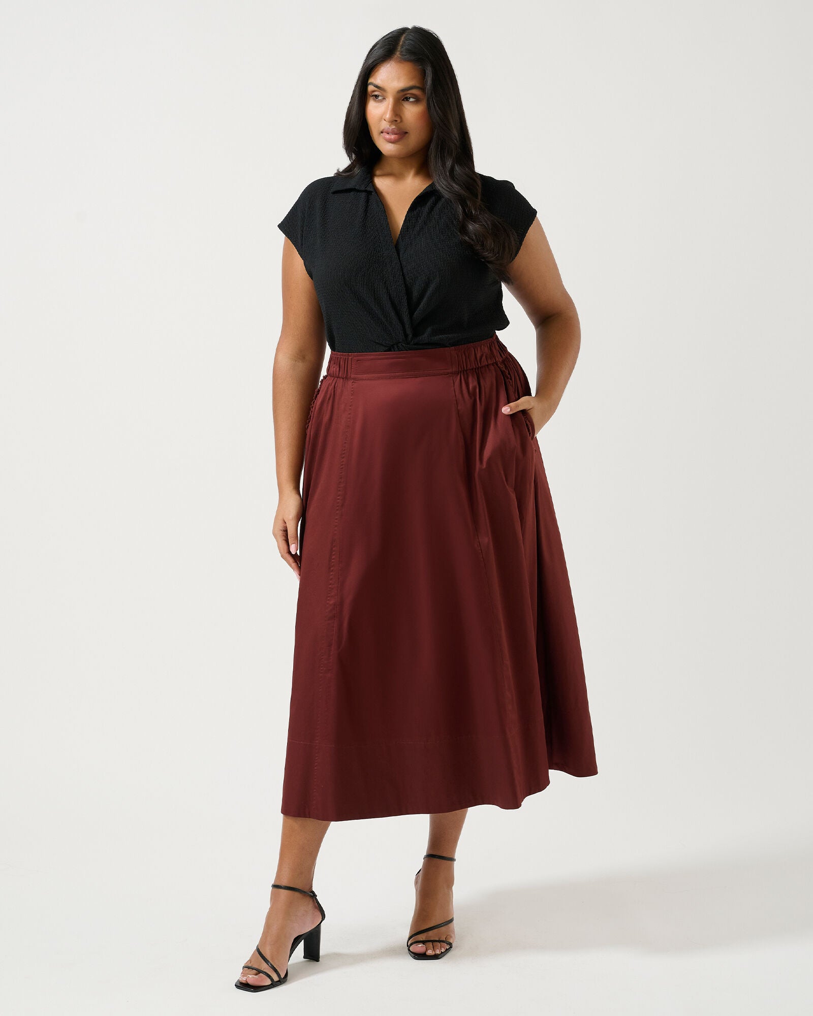 Sahara Breeze Cotton Skirt, Mahogany / Brown, alternate image number 3