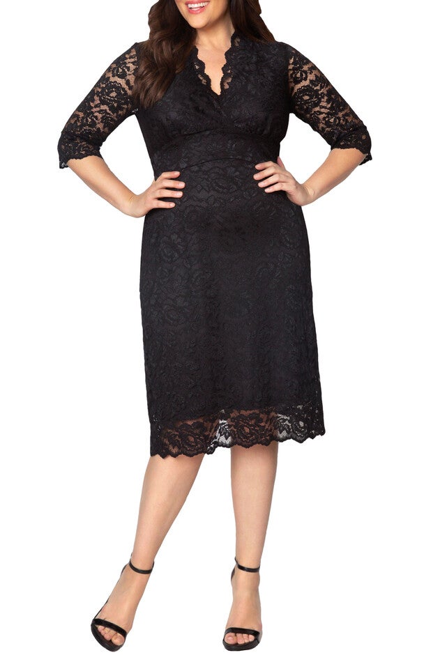 Scalloped Boudoir Lace Dress, ONYX / Black, alternate image number 1