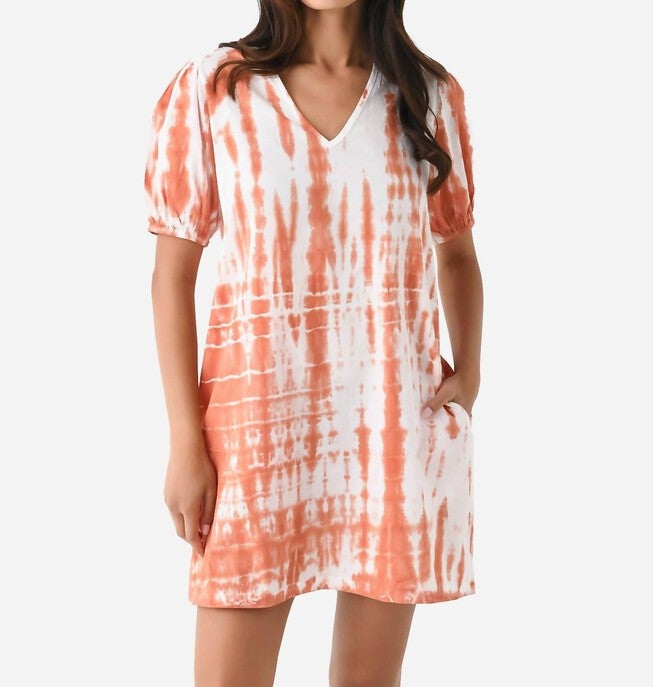 LUCIA DRESS, Rosewood Tie Dye / Orange, hi-res image number null