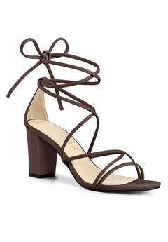 Strappy Lace Up Chunky Heeled Heels Sandals