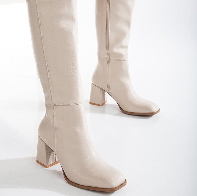 ADELE - BEIGE KNEE HIGH BOOTS, BEIGE / Beige, alternate image number 2
