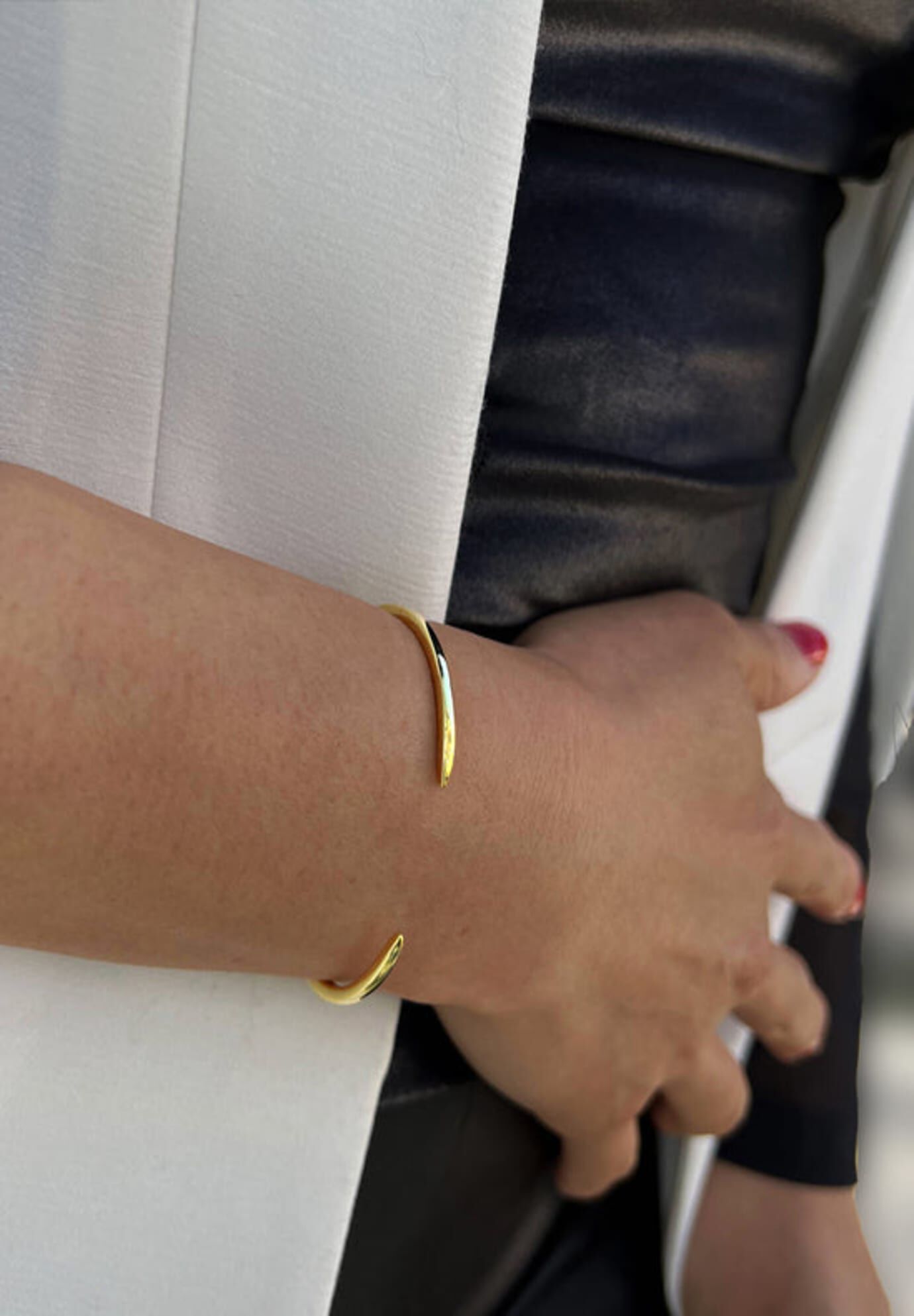 SUCCESS 2-Way Convertible Stacking Cuff Bracelet, Gold / Gold, alternate image number 4
