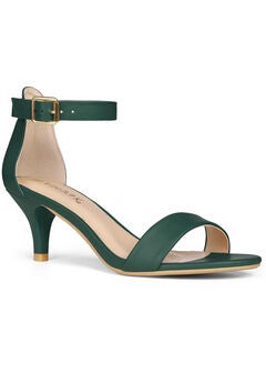 Open Toe Kitten Heeled Ankle Strap Sandals