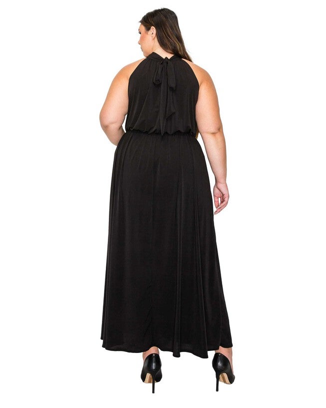 ALEXIS HALTER NECK MAXI DRESS, Black / Black, alternate image number null