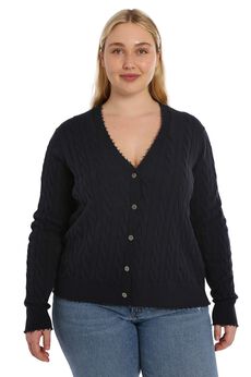 Cotton frayed edge cable cardigan