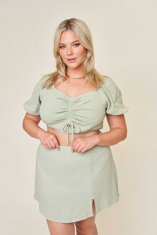 Melanie Cotton Gauze Top, Sage / Sage Green, alternate image number 1