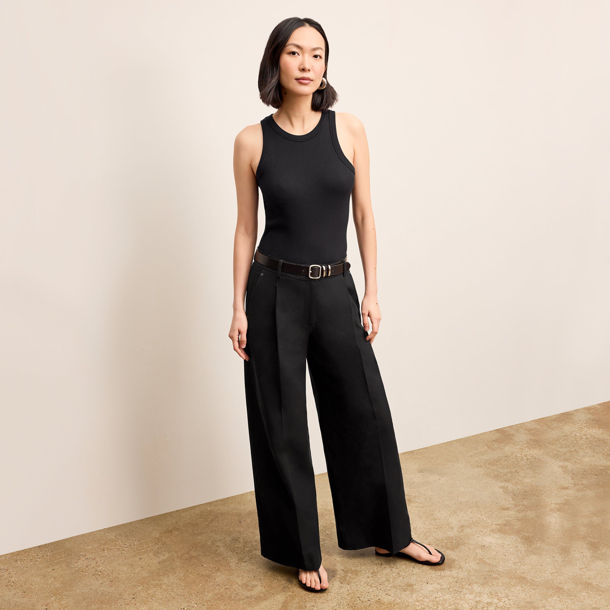 Aubry Layering Tank - Organic Ribbed Pima Cotton, Black / Black, alternate image number 2