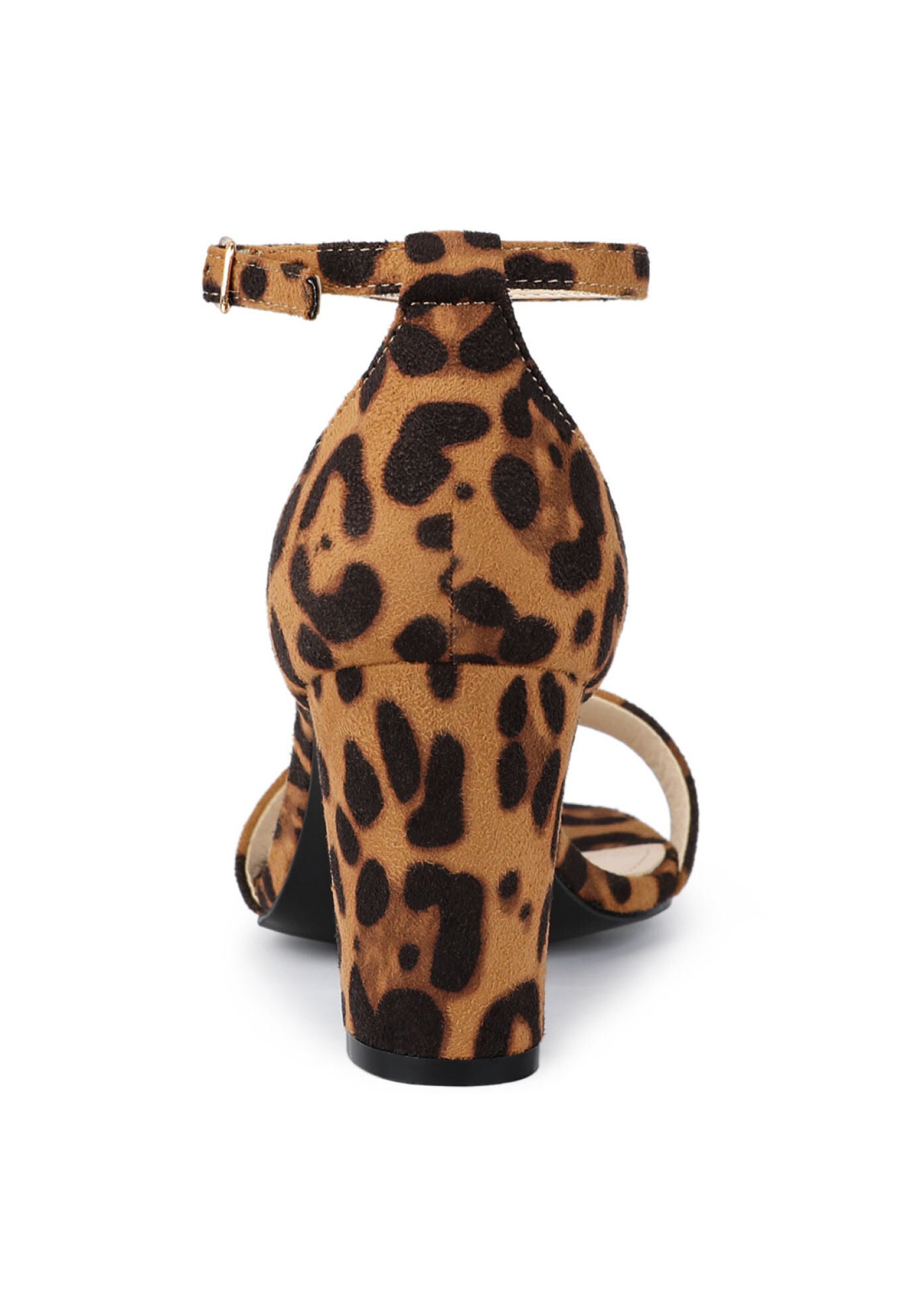 Open Toe Ankle Strap Chunky High Heel Sandals, Brown Leopard / Brown, alternate image number 3