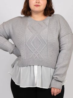 Ophelia Faux Layered Knit Sweater Shirt Effect