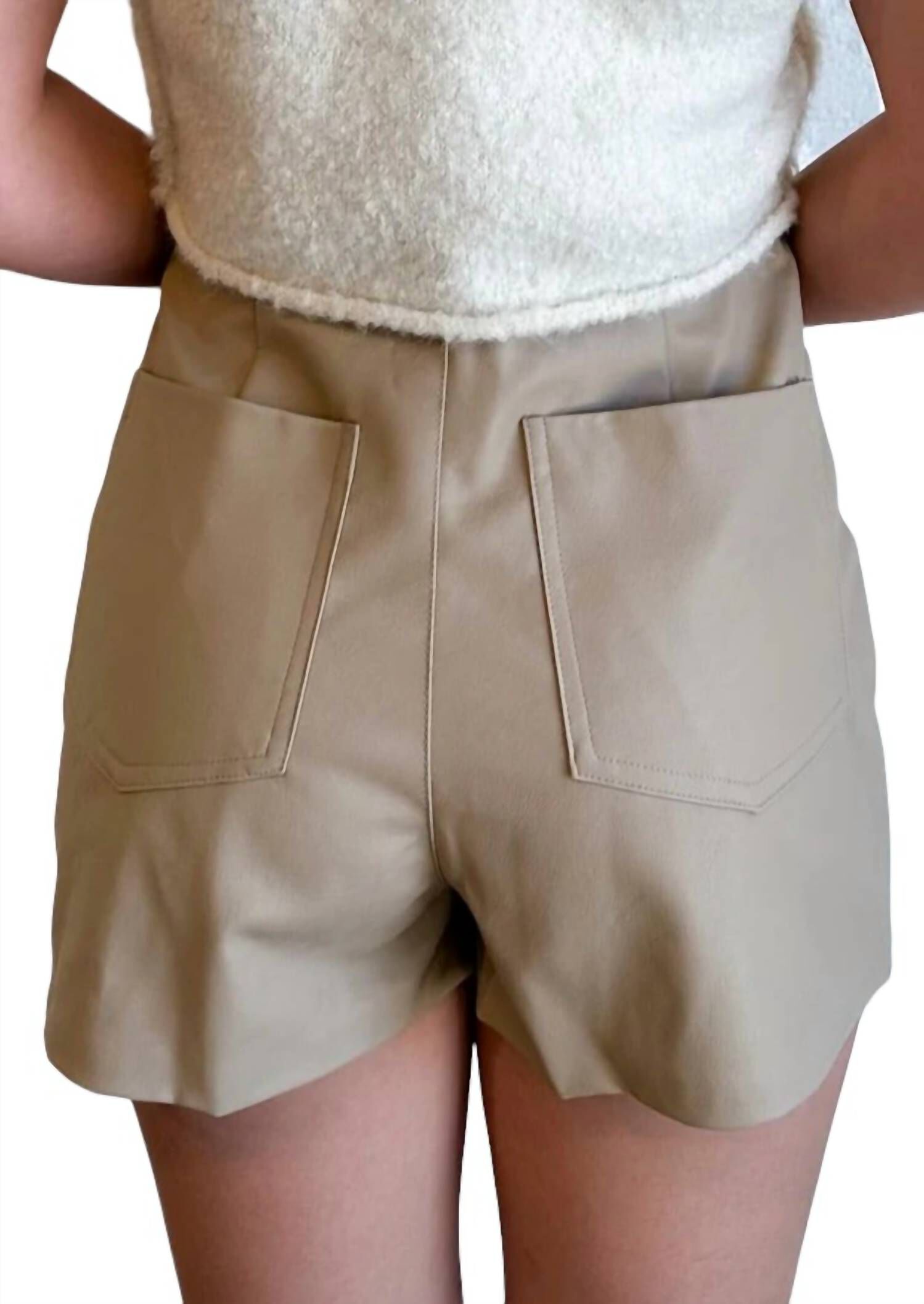 Leather Skort, Tan / Tan, alternate image number 2