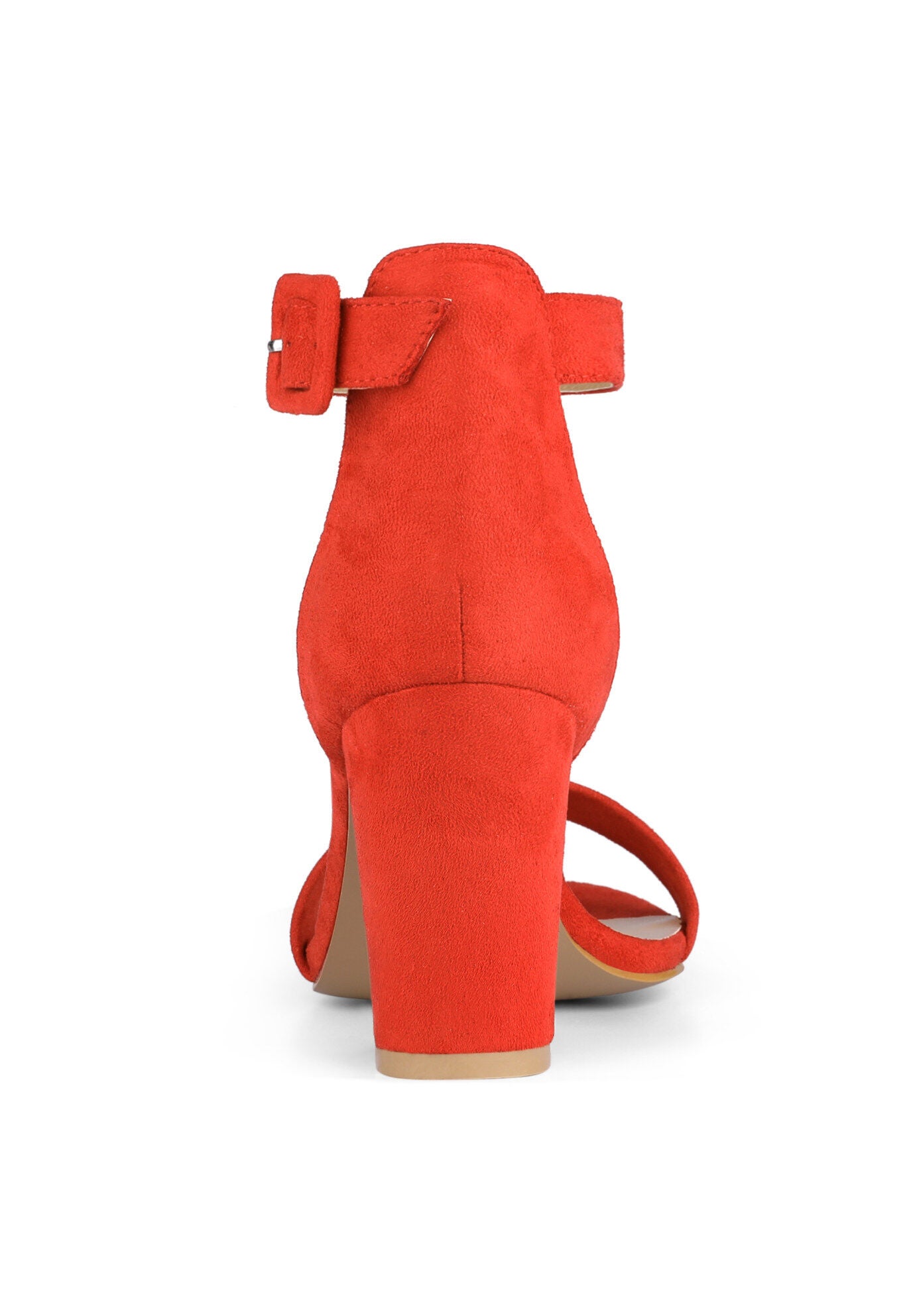 Open Toe Ankle Buckle Strap Block High Heel Sandals, Orange / Orange, alternate image number 2