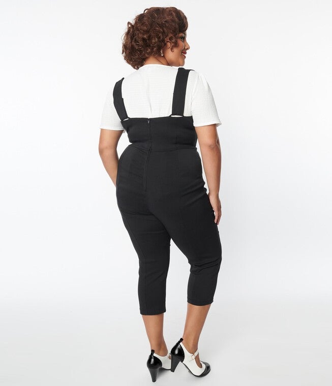 Unique Vintage Black Pinafore Capris, , alternate image number null