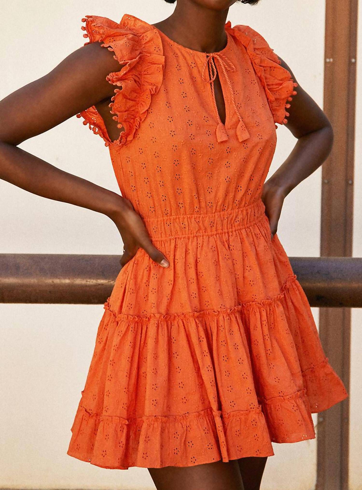 SHAILENE DRESS IN TANGERINE, Tangerine / Orange, hi-res image number 0