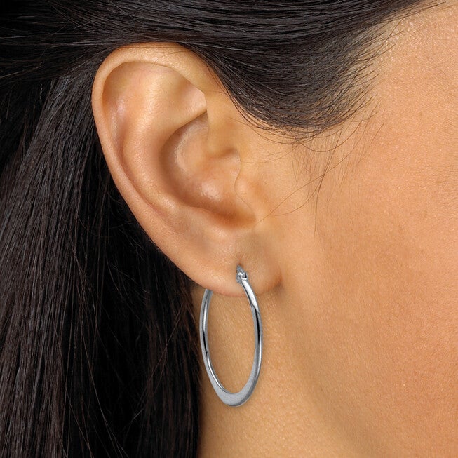 Diamond-Cut .925 Sterling Silver 3-Pair Set of Hoop Earrings 1 inches, , alternate image number 7