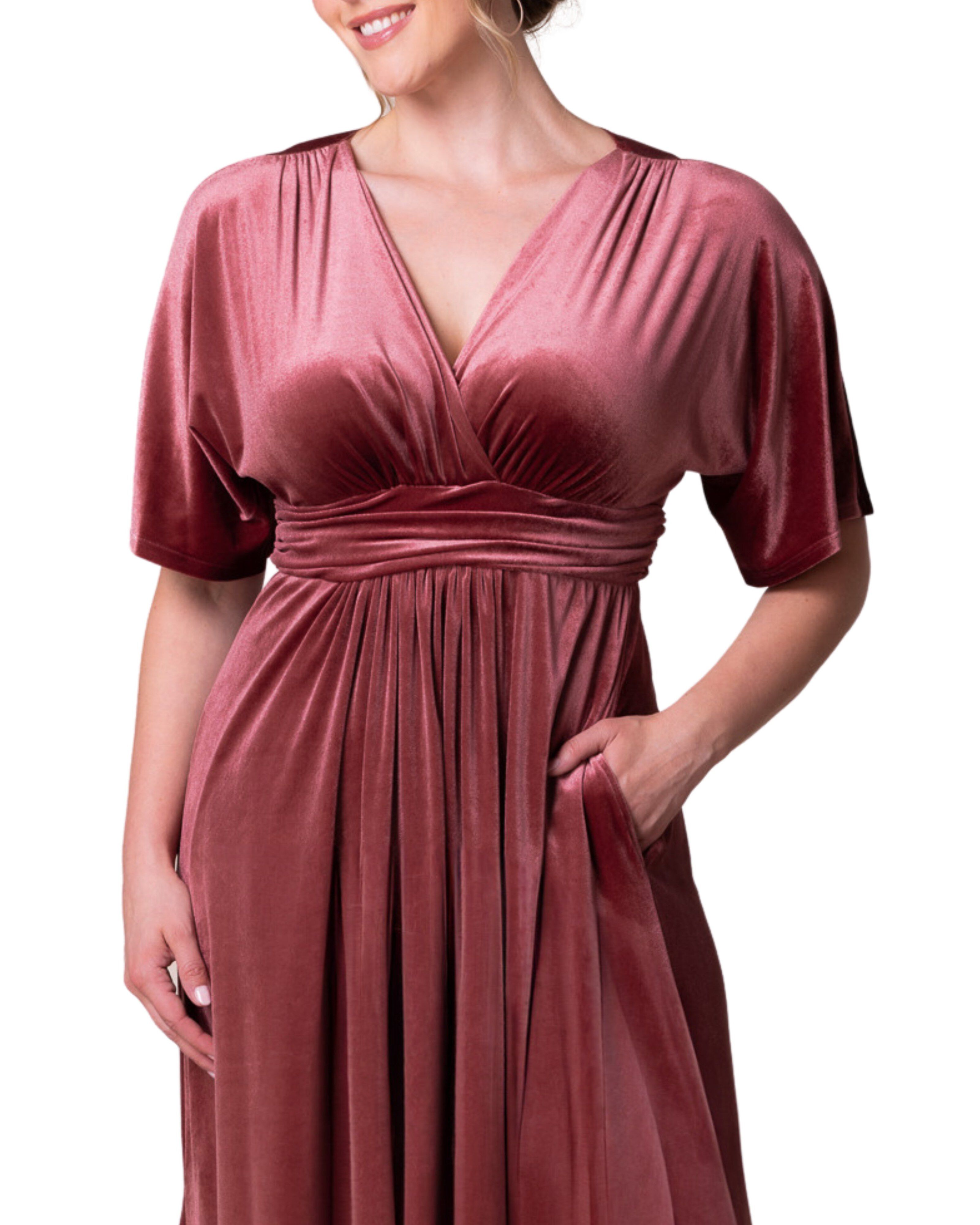 Verona Velvet Evening Gown, MAUVE ROSE / Mauve, alternate image number 2