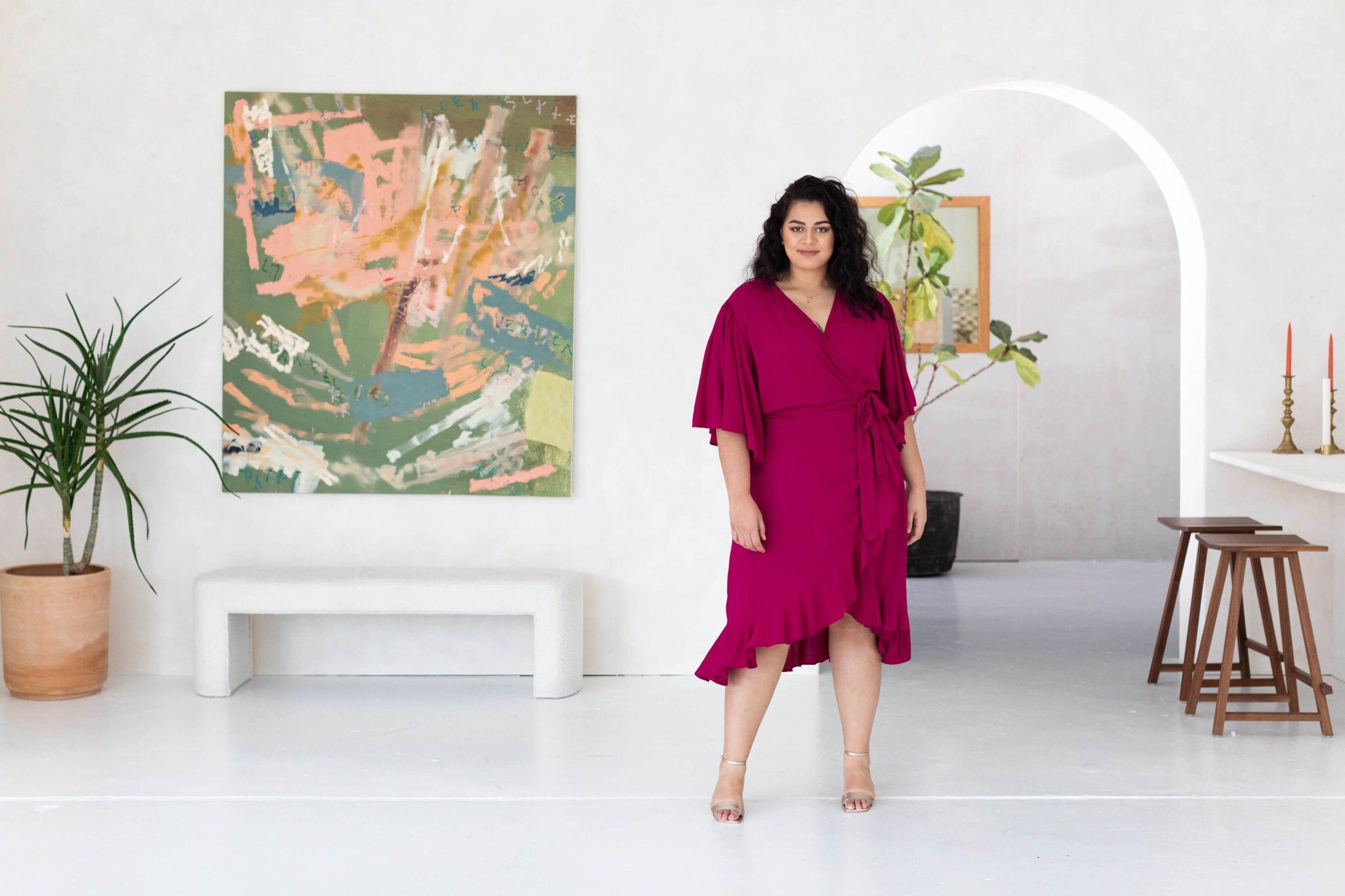 Gabrielle Short Sleeve Wrap Dress, , alternate image number 9