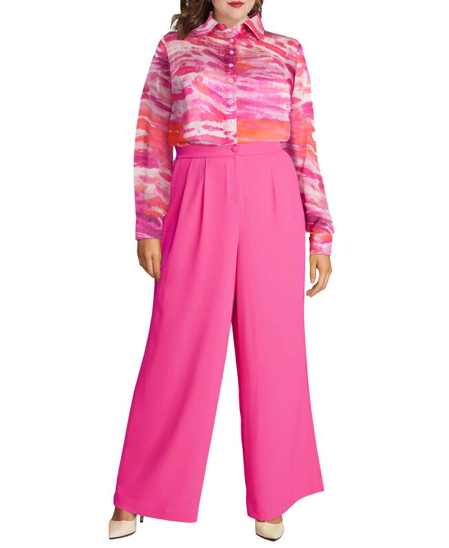 Tie Dye Button Down Blouse, Pink / Pink, alternate image number null