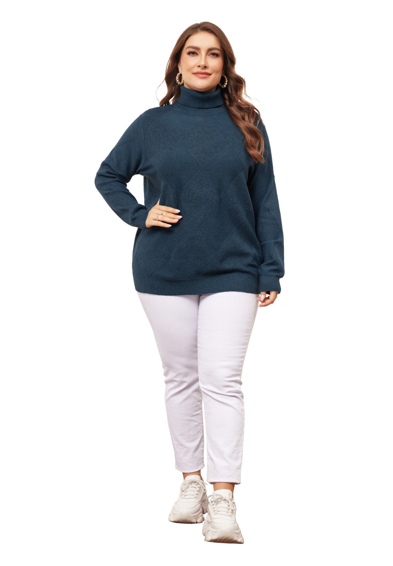 Lightweight Long Sleeve Turtleneck Pullover Sweater, Blue / Navy, hi-res image number 0