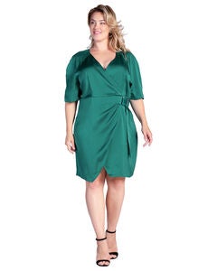 Rara Womens Plus Size Wrap Midi Dress With Belt