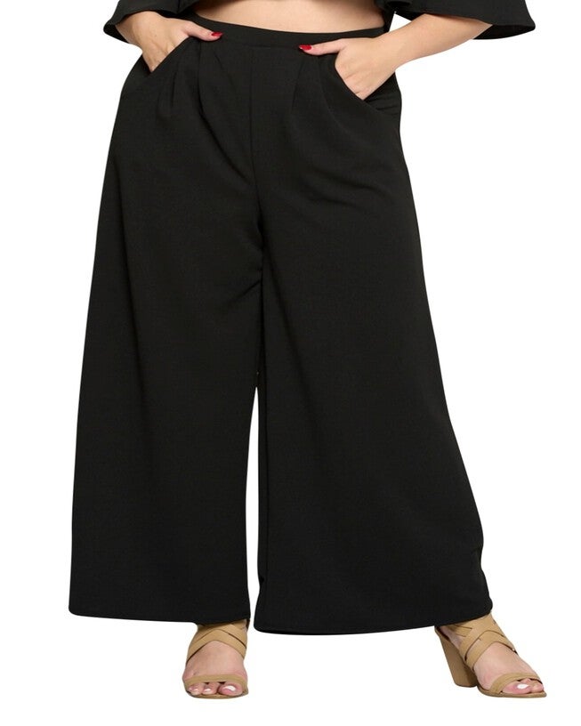 RACHEL WIDE LEG POCKET PANTS, Black / Black, hi-res image number null
