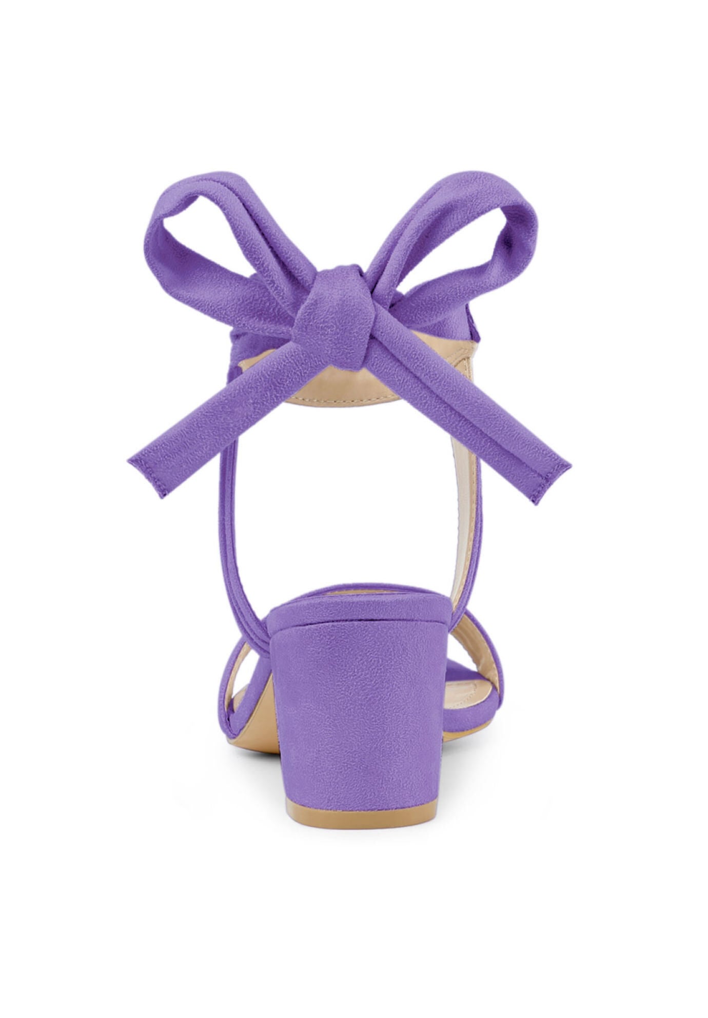 Open Toe Ankle Tie Back Block Heels Sandals, Purple / Purple, alternate image number 2