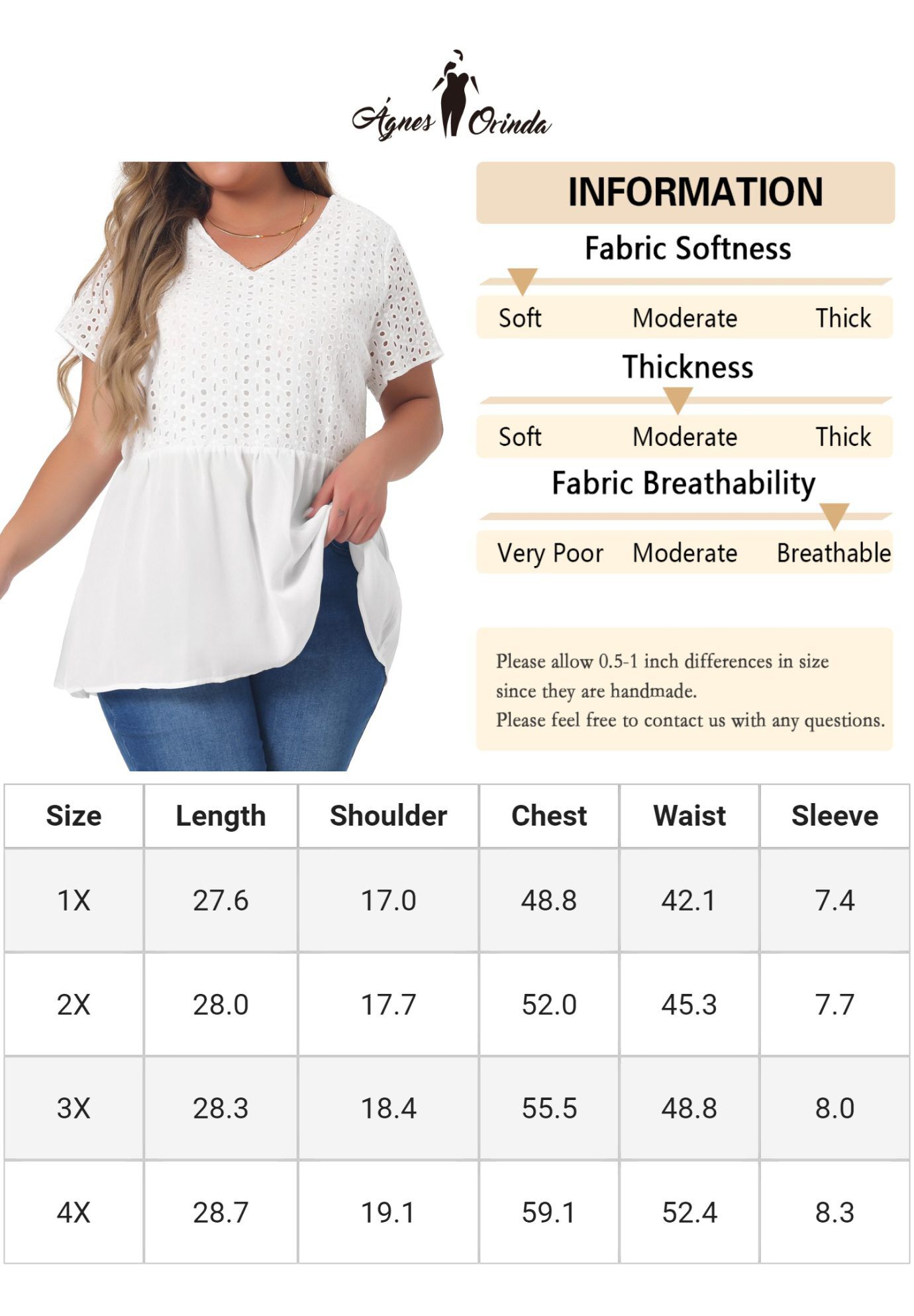 PEPLUM BLOUSE SUMMER SHORT SLEEVES V NECK BABYDOLL TOP, White / White, alternate image number 4