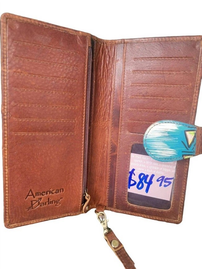 Women's Indian Skull Wallet, Blue Brown / Azure Blue, alternate image number null