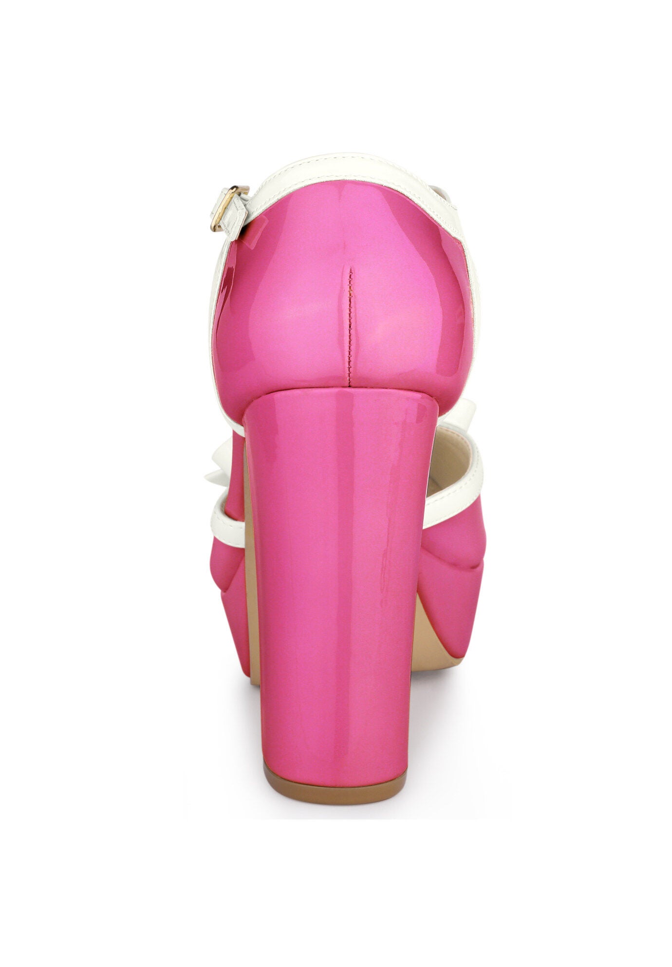 Platform Bow T Strap Chunky Heels Pumps, Hot Pink / Pink, alternate image number 2