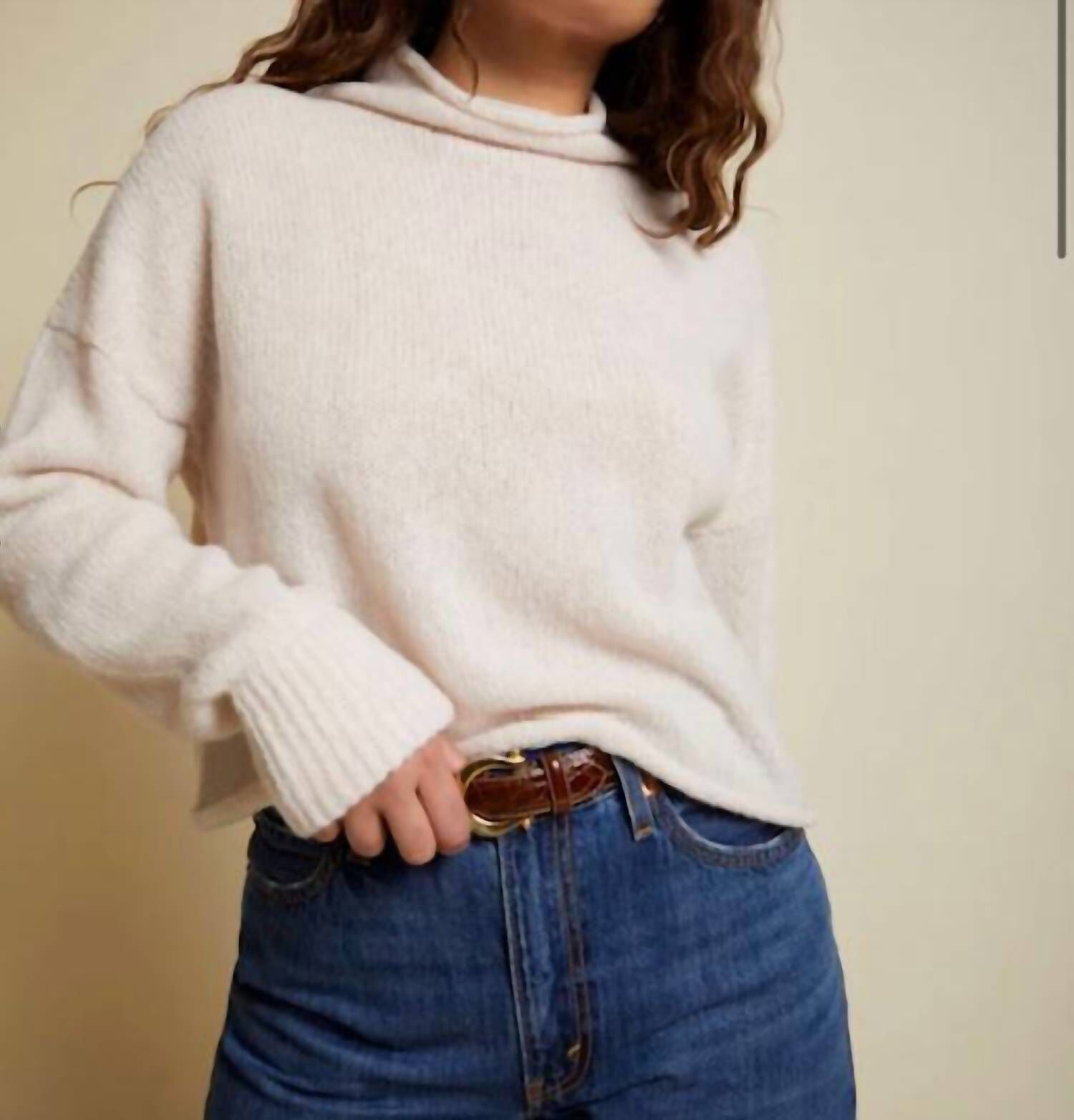 GALEN ROLL NECK SWEATER IN BABY'S BREATH, BabyS Breath / Pink, hi-res image number 0
