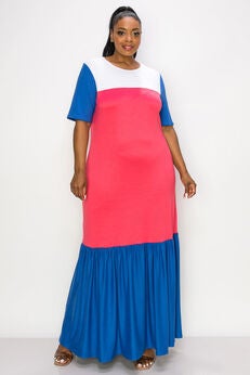 AMI COLORBLOCK MAXI DRESS