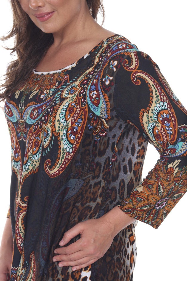 Marlene Tunic Top, Brown Multi / Brown, alternate image number 3