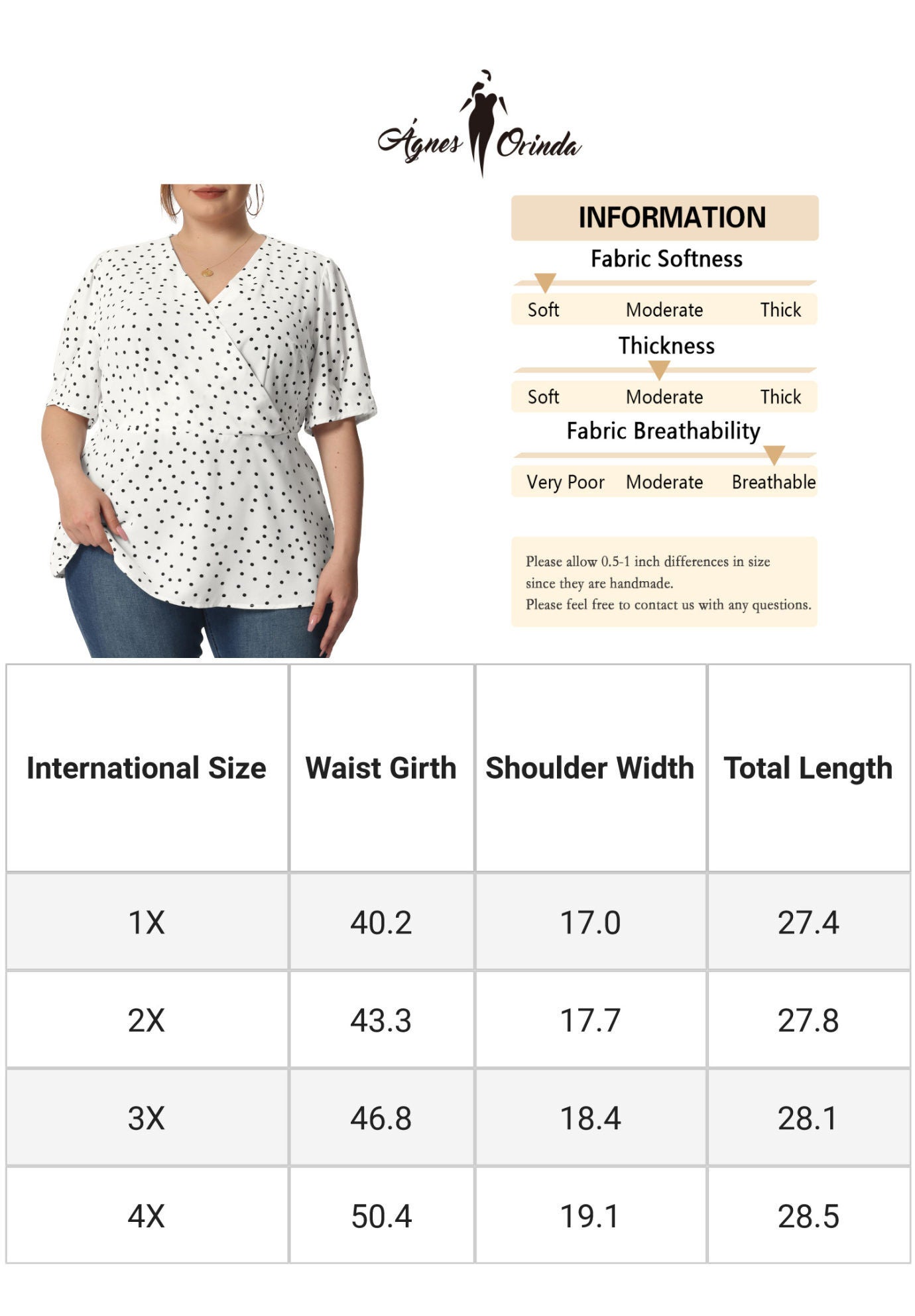 Summer V Neck Wrap Short Sleeve Polka Dots Peplum Top, White / White, alternate image number 4