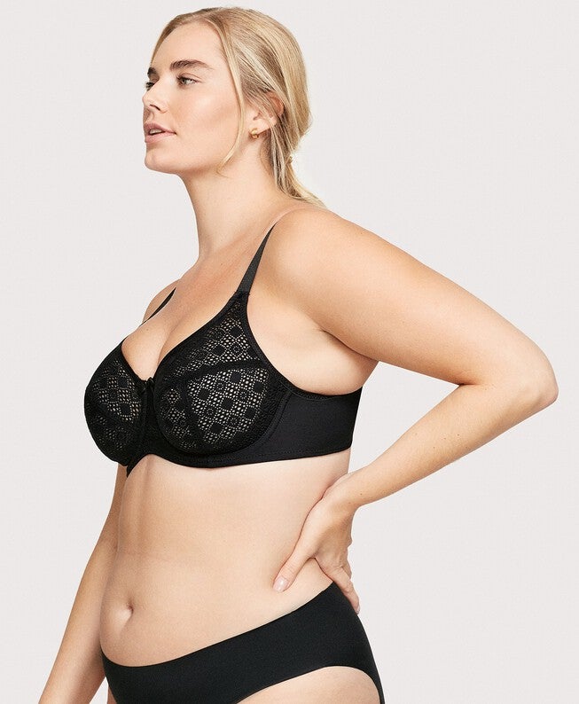 Lace Comfort WonderWire Bra, Black / Black, alternate image number 3