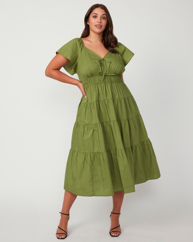 ANA MIDI DRESS, Kiwi / Forest Green, alternate image number null