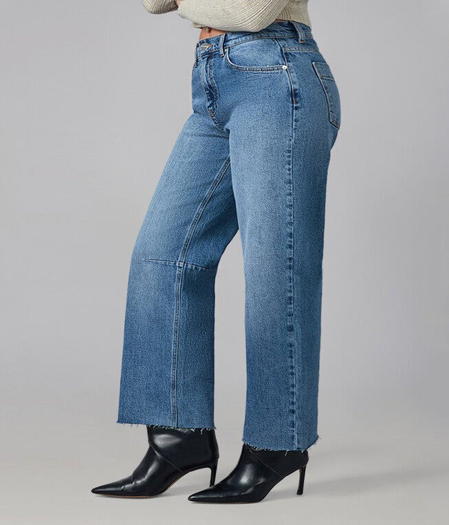 DYLAN-DB High Rise Barrel Jeans, Divine Blue / Dusty Blue, alternate image number 1