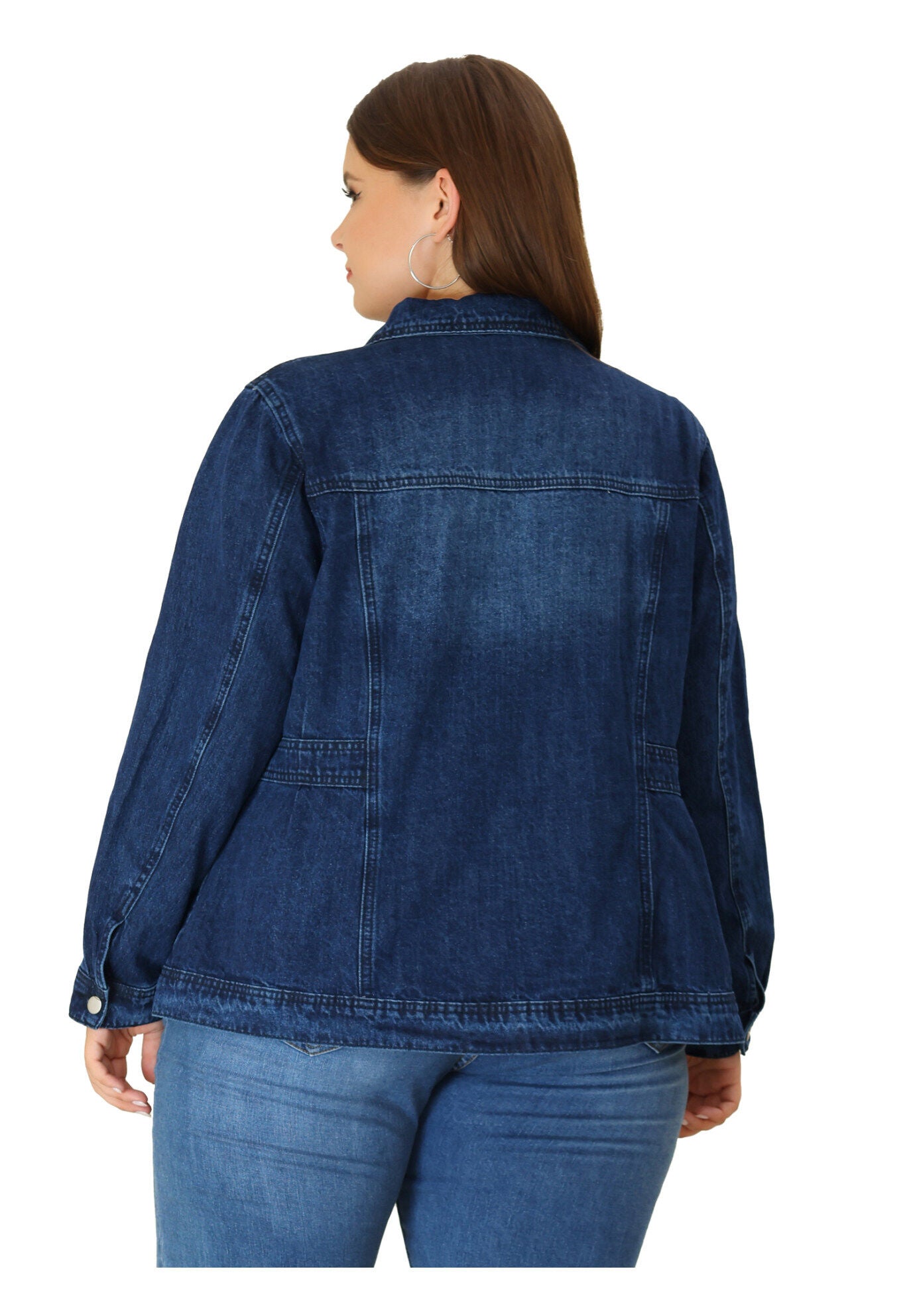 CLASSIC WASHED FRONT JEAN DENIM JACKET, Dark Blue / Navy, alternate image number 3
