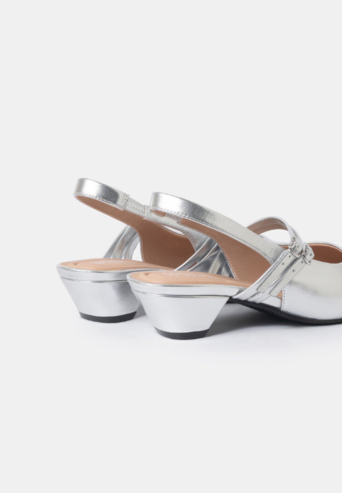 Aria Double Strap Pointy Toe Mary Jane, Metallic Silver / Silver, alternate image number 2