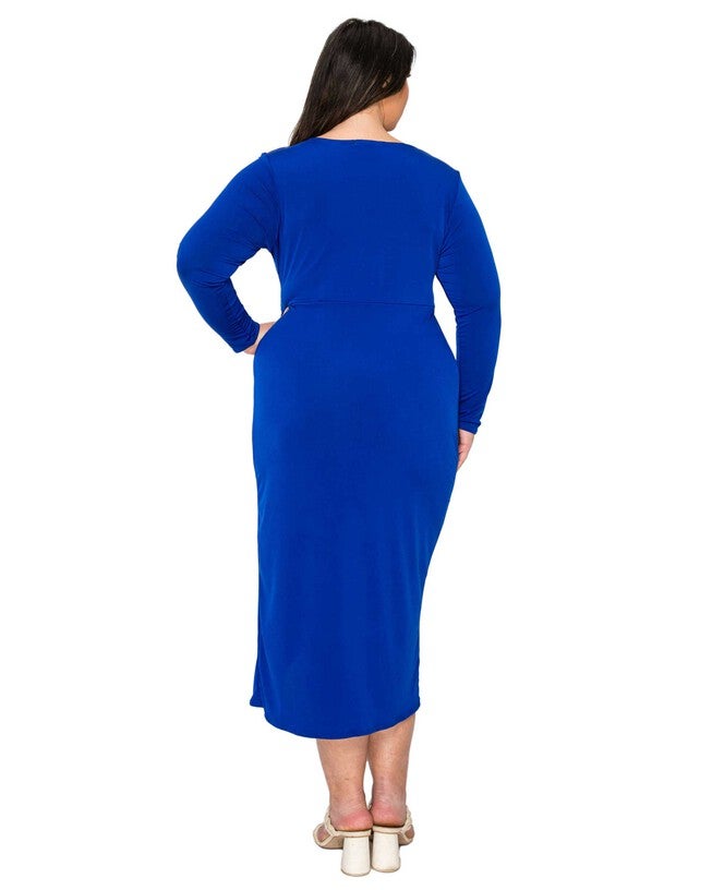 Estelle Ruched Bodycon Midi Dress, Royal / Royal Blue, alternate image number 2