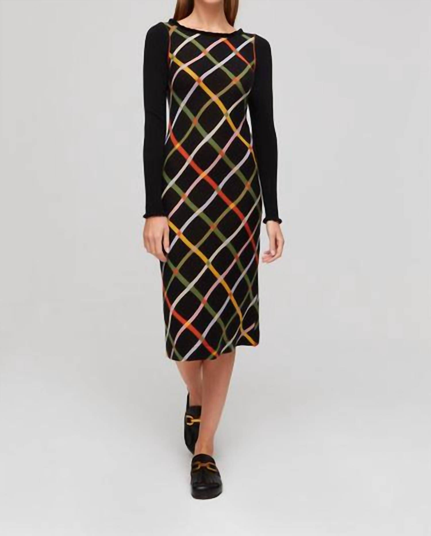 KNIT DRESS IN BLACK MULTI, Black Multi / Black, hi-res image number 0