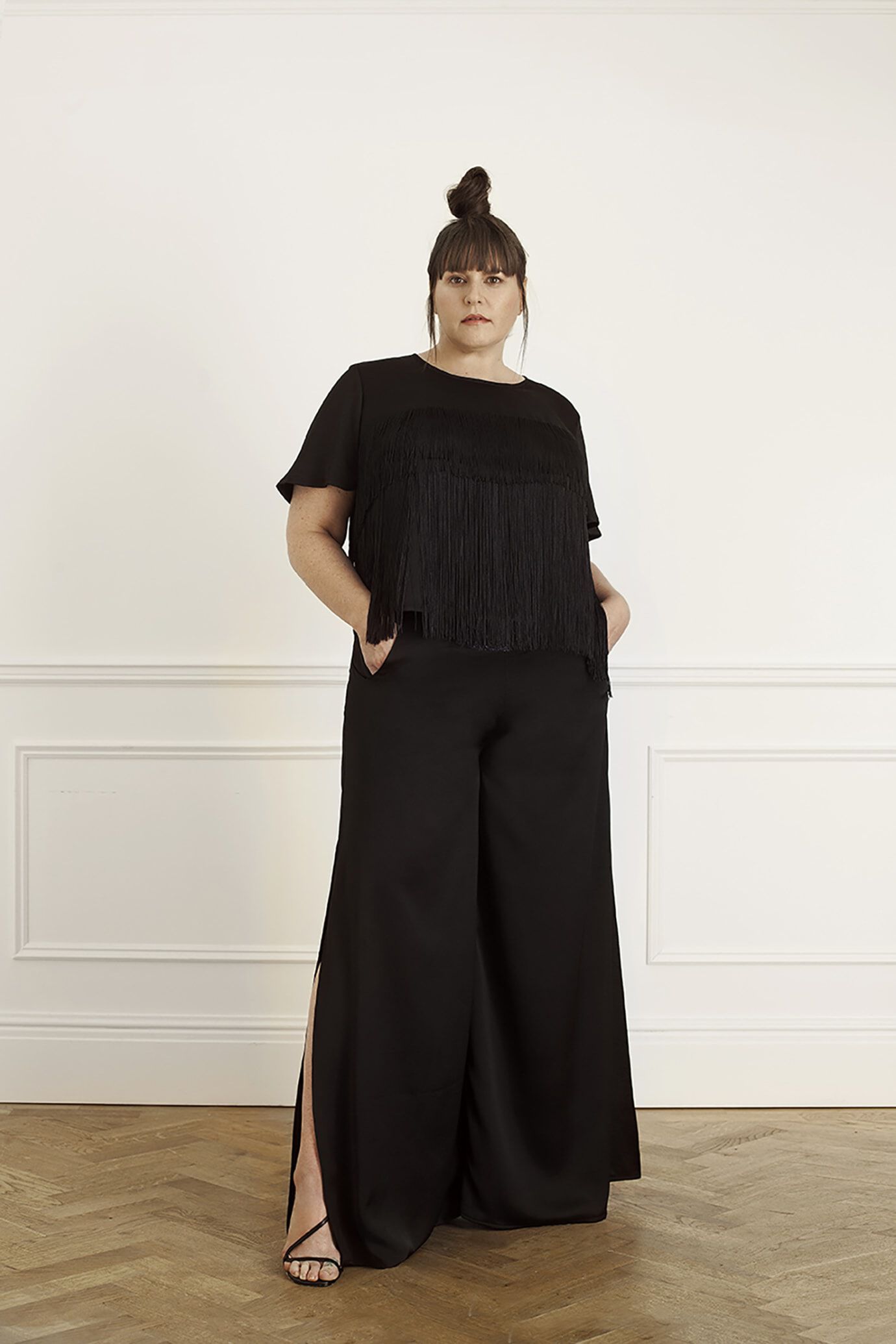 Black Fringe Top, Black / Black, alternate image number 2