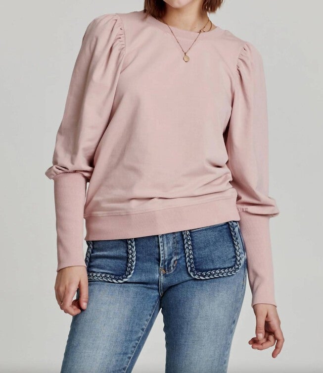 TAYNA PUFF SHOULDER SWEATSHIRT IN PINK, Pink / Pink, hi-res image number 0
