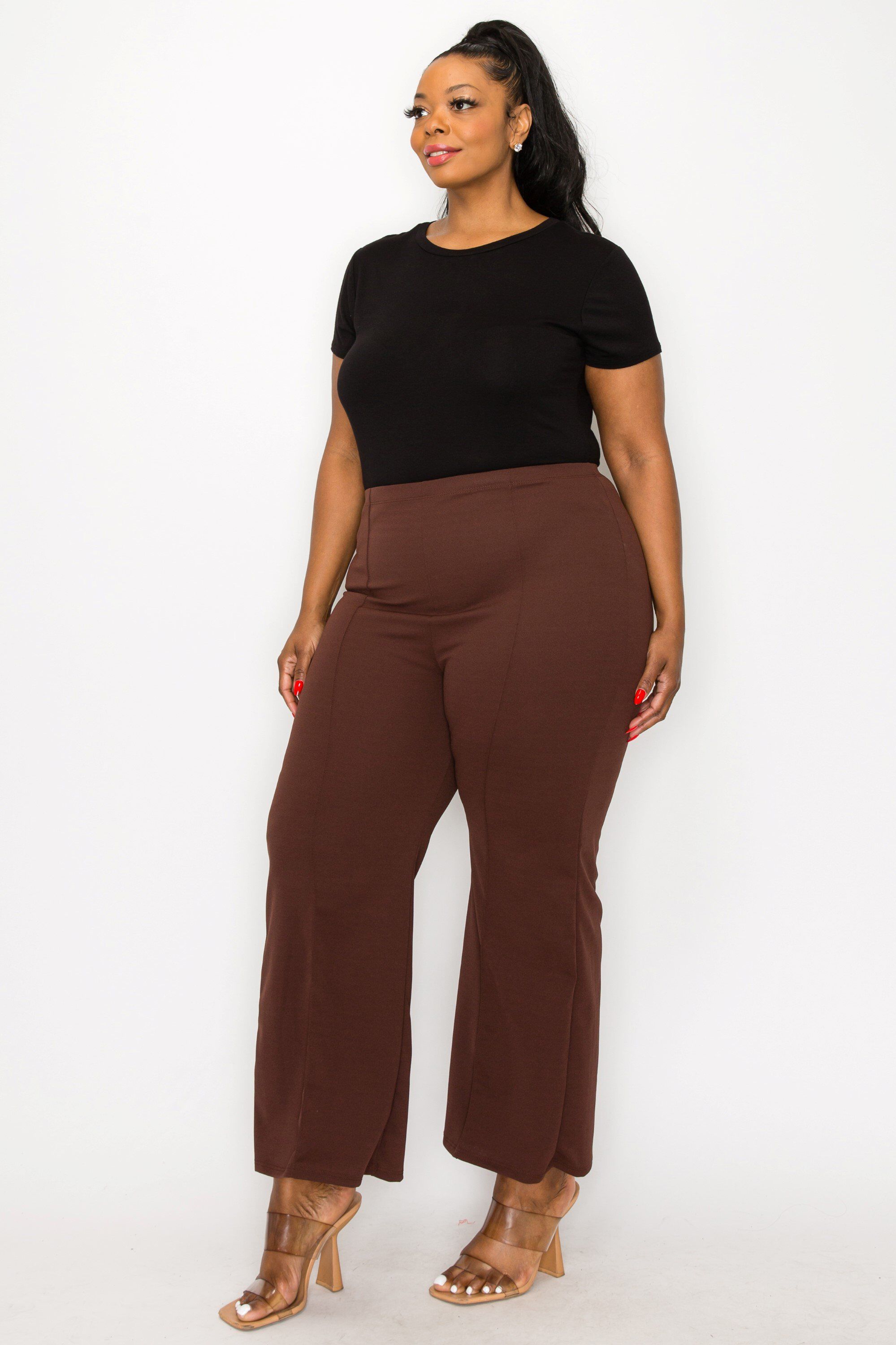 BLAKE PINTUCK PANTS, Lt Brown / Brown, alternate image number 1