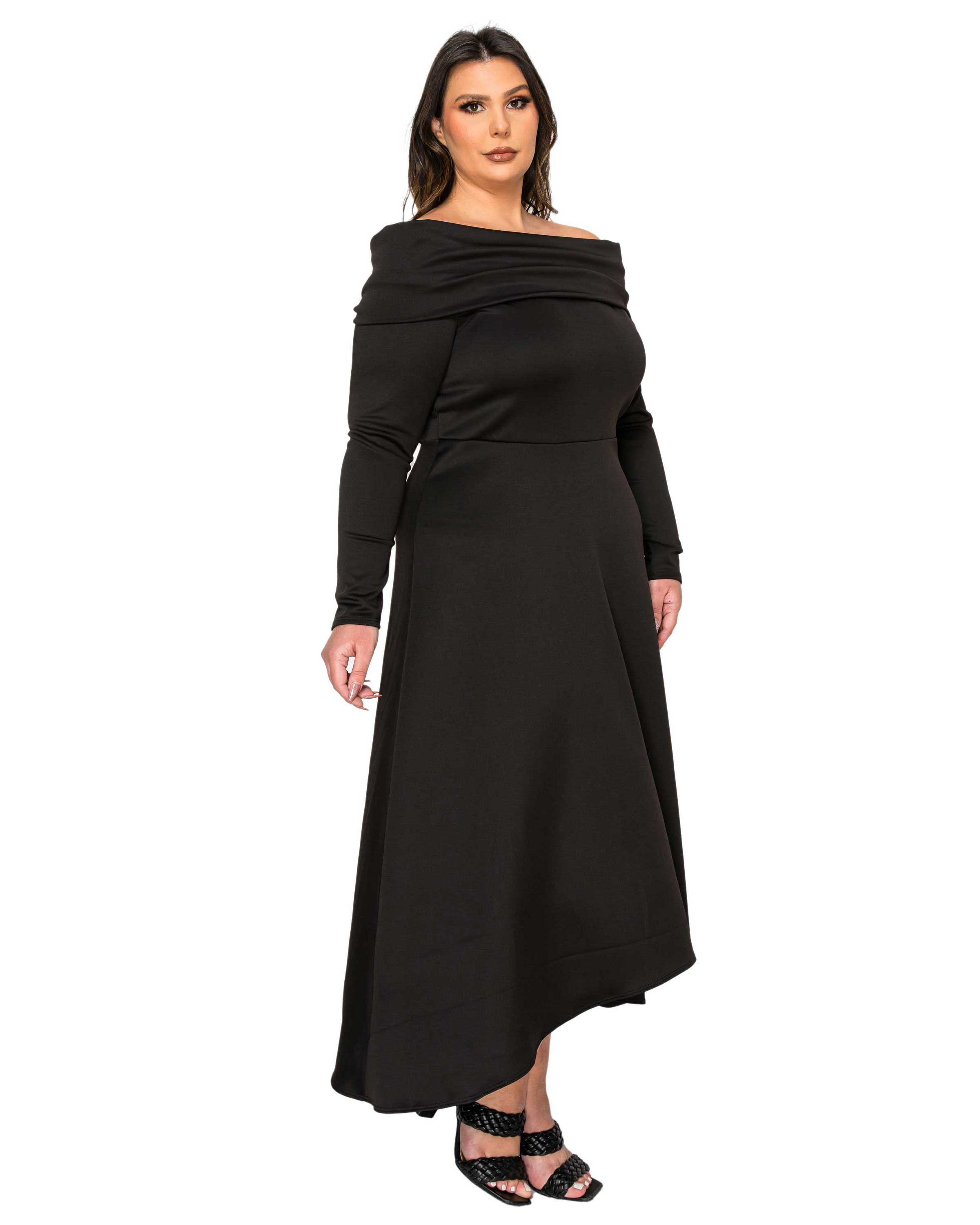 Lyra Off Shoulder Maxi Dress, Black / Black, alternate image number 1