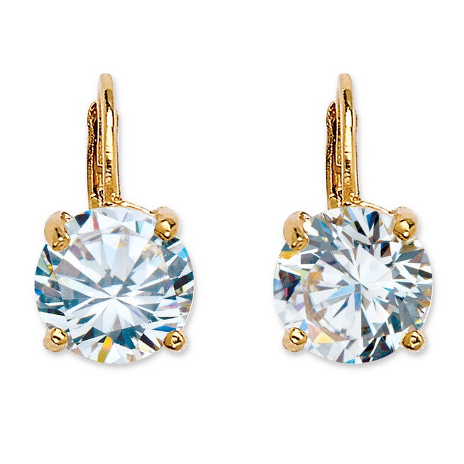 4 TCW Round CZ Stud Earrings Yellow Gold-Plated, White / White, hi-res image number 0